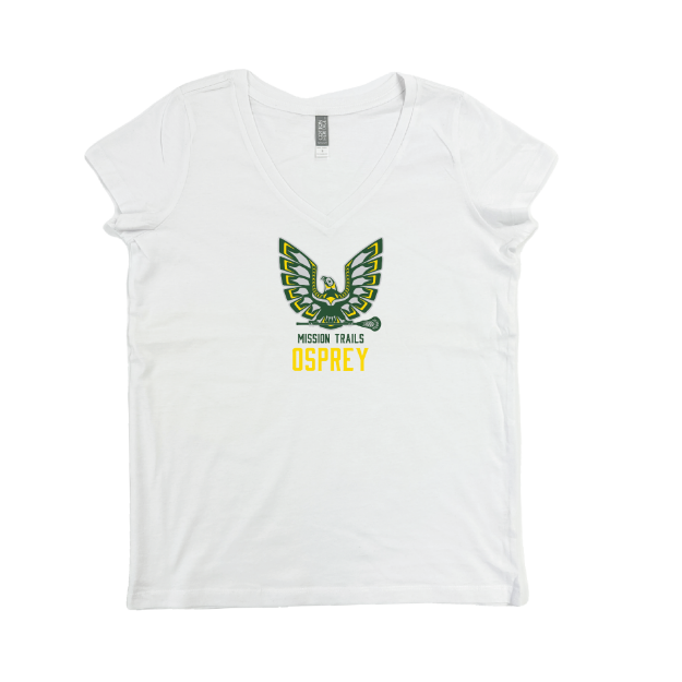 Picture of Women Vneck Tshirt (White) - Mission Trails