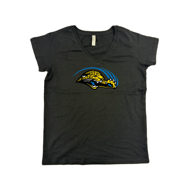 Picture of Women Vneck Tshirt (Black) - Seckman Jaguars