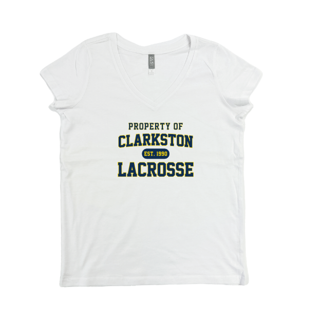 Picture of Women Vneck Tshirt (White)-Clarkston Lacrosse