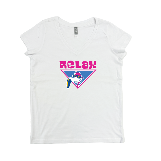 Picture of Women Vneck Tshirt (White)-ReLAX