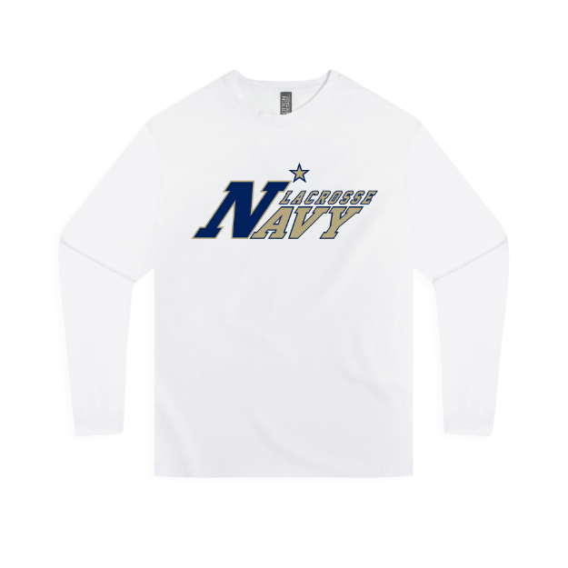 Picture of Long Sleeve Tshirt (White)-Naval Academy Lacrosse