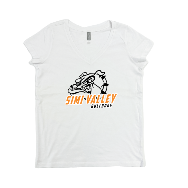Picture of Women Vneck Tshirt (White)-Simi Valley Football