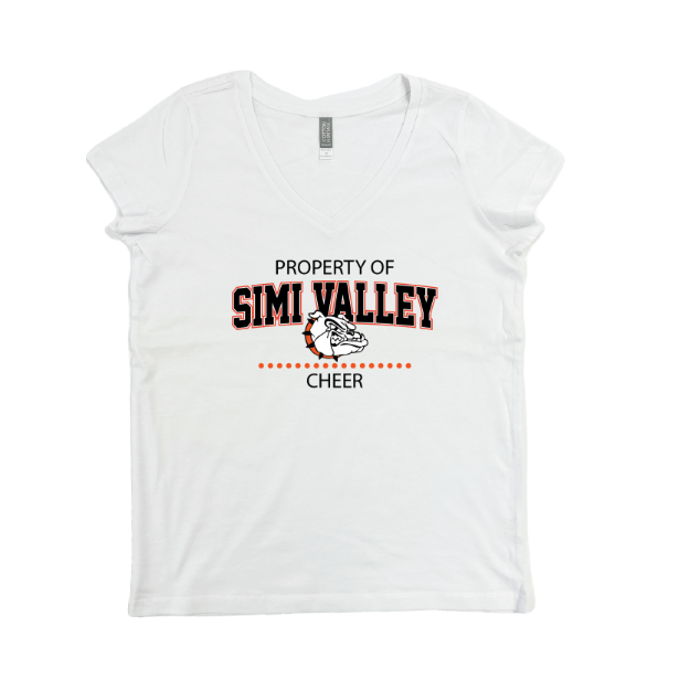 Picture of Women Vneck Tshirt (White)-Simi Valley Cheer