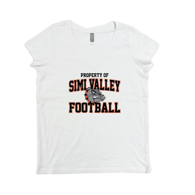 Picture of Women Vneck Tshirt (White)-Simi Valley Football
