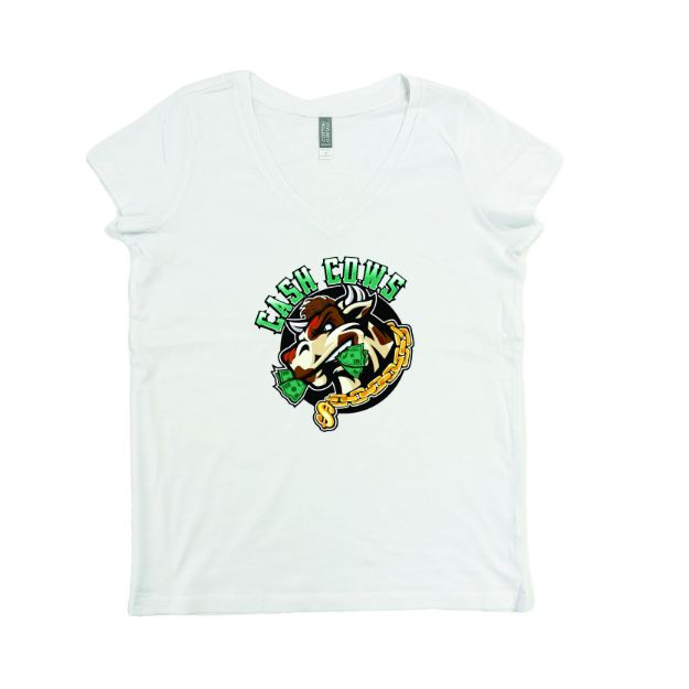 Picture of Women Vneck Tshirt (White)-Clarkston High School Boys Lacrosse