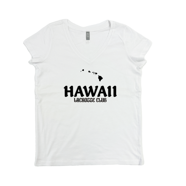 Picture of Women Vneck Tshirt (White)-HAWAII LACROSSE STORE