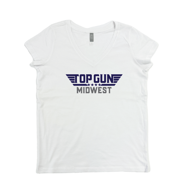 Picture of Women Vneck Tshirt (White)-Top Gun Midwest