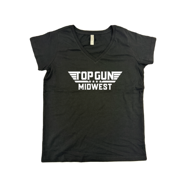 Picture of Women Vneck Tshirt (Black)-Top Gun Midwest