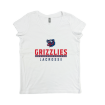 Picture of Women Vneck Tshirt (White)-GRIZZLIES LACROSSE STORE