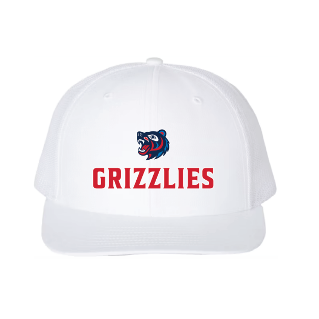 Picture of DTF-Mesh Snapback Hat - (White/White)-GRIZZLIES LACROSSE STORE