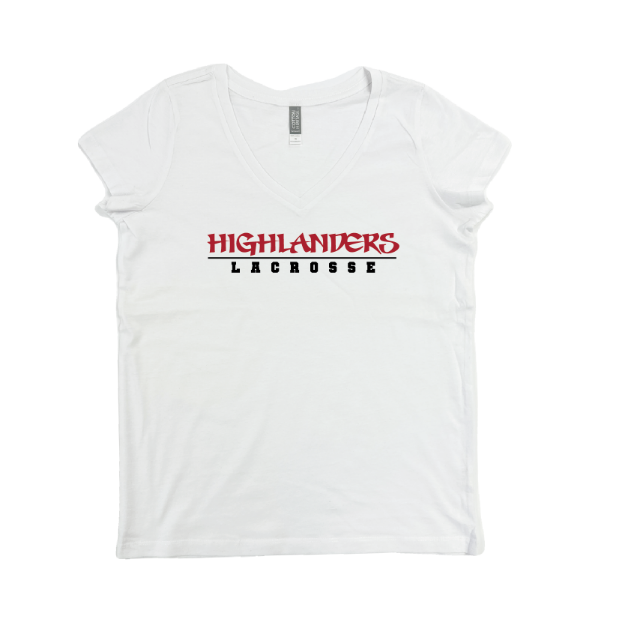 Picture of Women Vneck Tshirt (White)-Highlanders