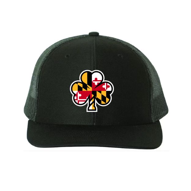 Picture of DTF-Mesh Snapback Hat - (Black/Black)-SHAMROCKS