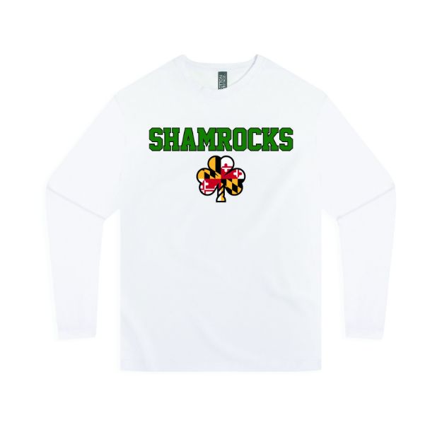 Picture of Long Sleeve Tshirt (White)-SHAMROCKS