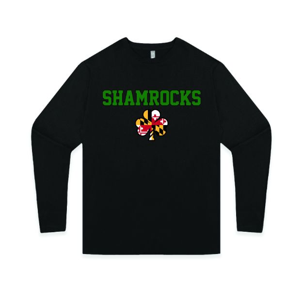 Picture of Long Sleeve Tshirt (Black)-SHAMROCKS