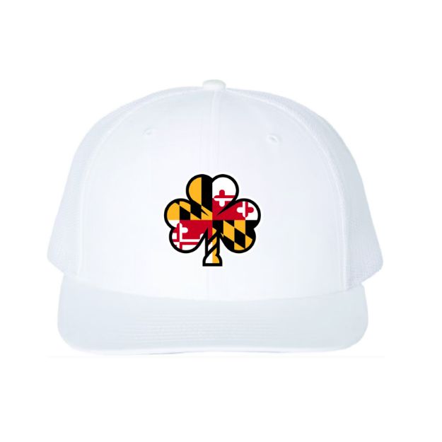 Picture of DTF-Mesh Snapback Hat - (White/White)-SHAMROCKS