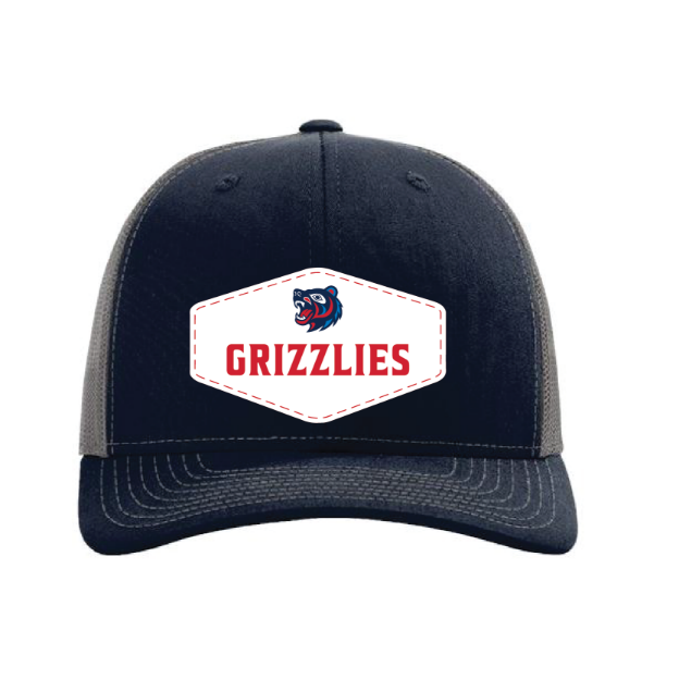 Picture of DTF-Mesh Snapback Hat - (Navy/Charcoal)-GRIZZLIES LACROSSE STORE