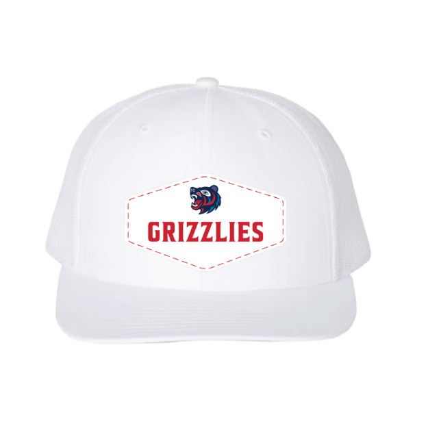 Picture of DTF-Mesh Snapback Hat - (White/White)-GRIZZLIES LACROSSE STORE