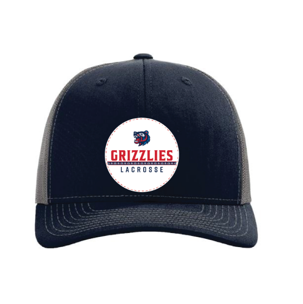 Picture of DTF-Mesh Snapback Hat - (Navy/Charcoal)-GRIZZLIES LACROSSE STORE