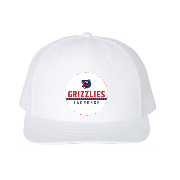 Picture of DTF-Mesh Snapback Hat - (White/White)-GRIZZLIES LACROSSE STORE