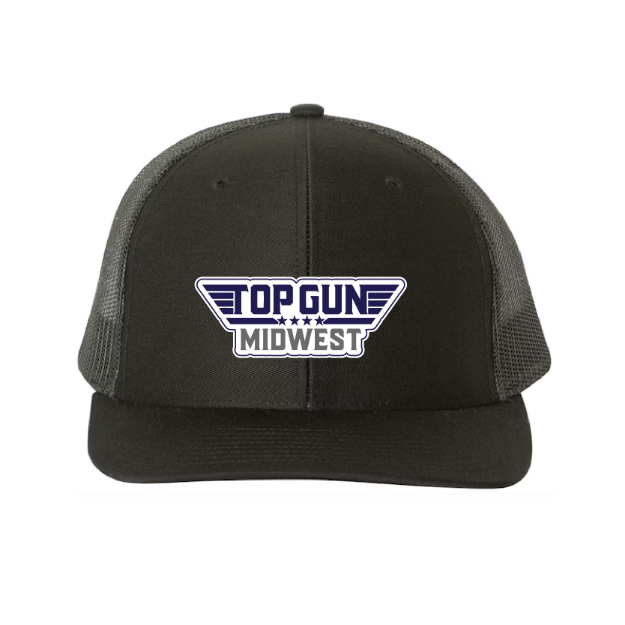 Picture of DTF-Mesh Snapback Hat - (Black/Black)-Top Gun Midwest
